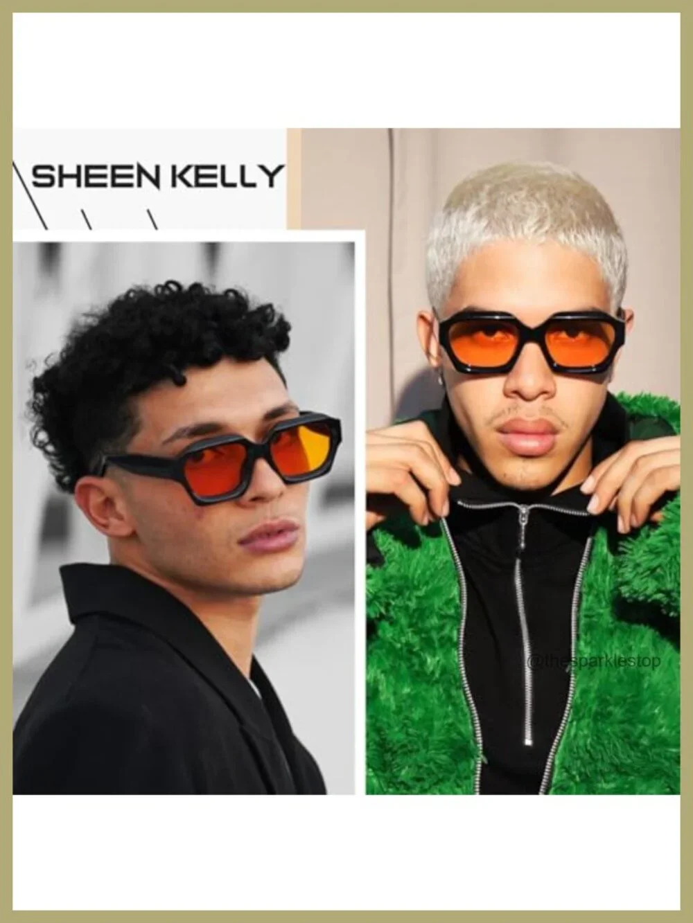 Retro Thick Hexagon Sunglasses Oversized Square Chunky UV400 Men Women